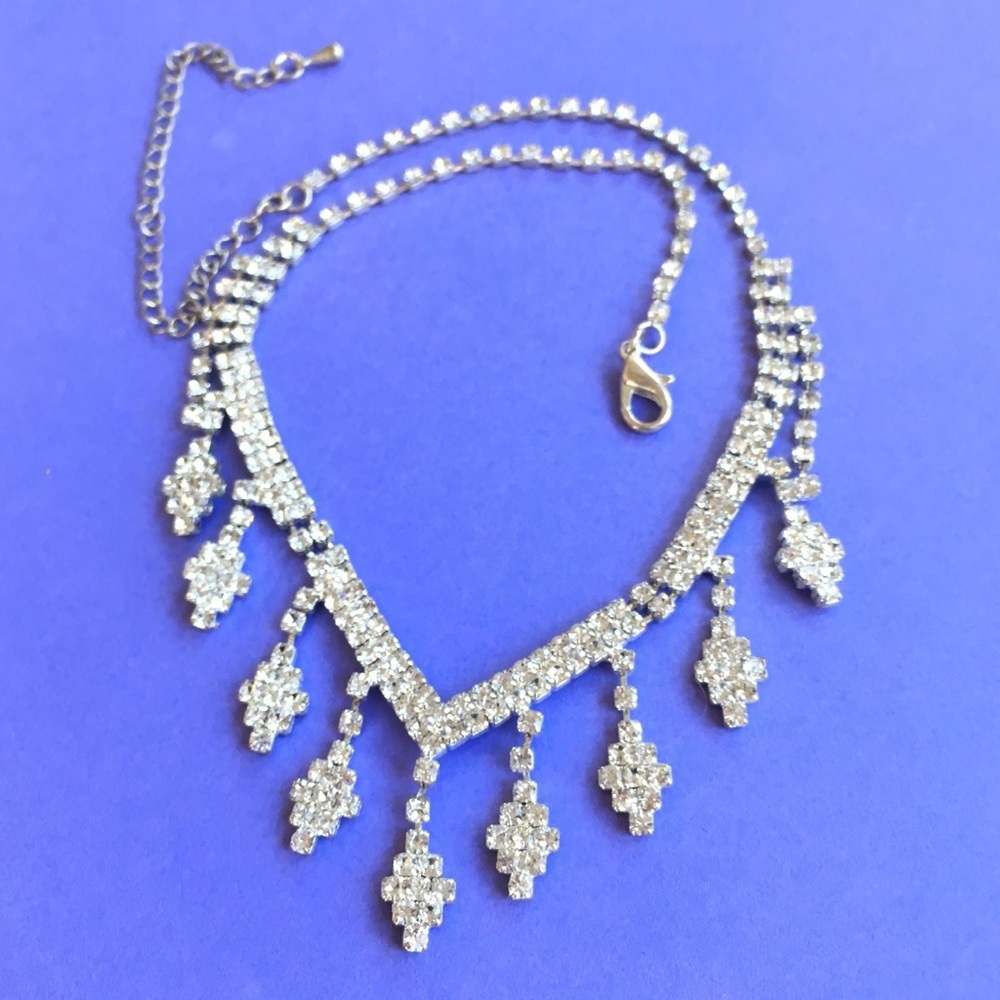 Rhinestone Choker Necklace - Picture 2 of 7